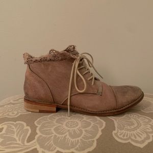 Free People light brown boots with lace detailing